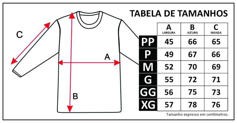 Tabela de Tamanhos